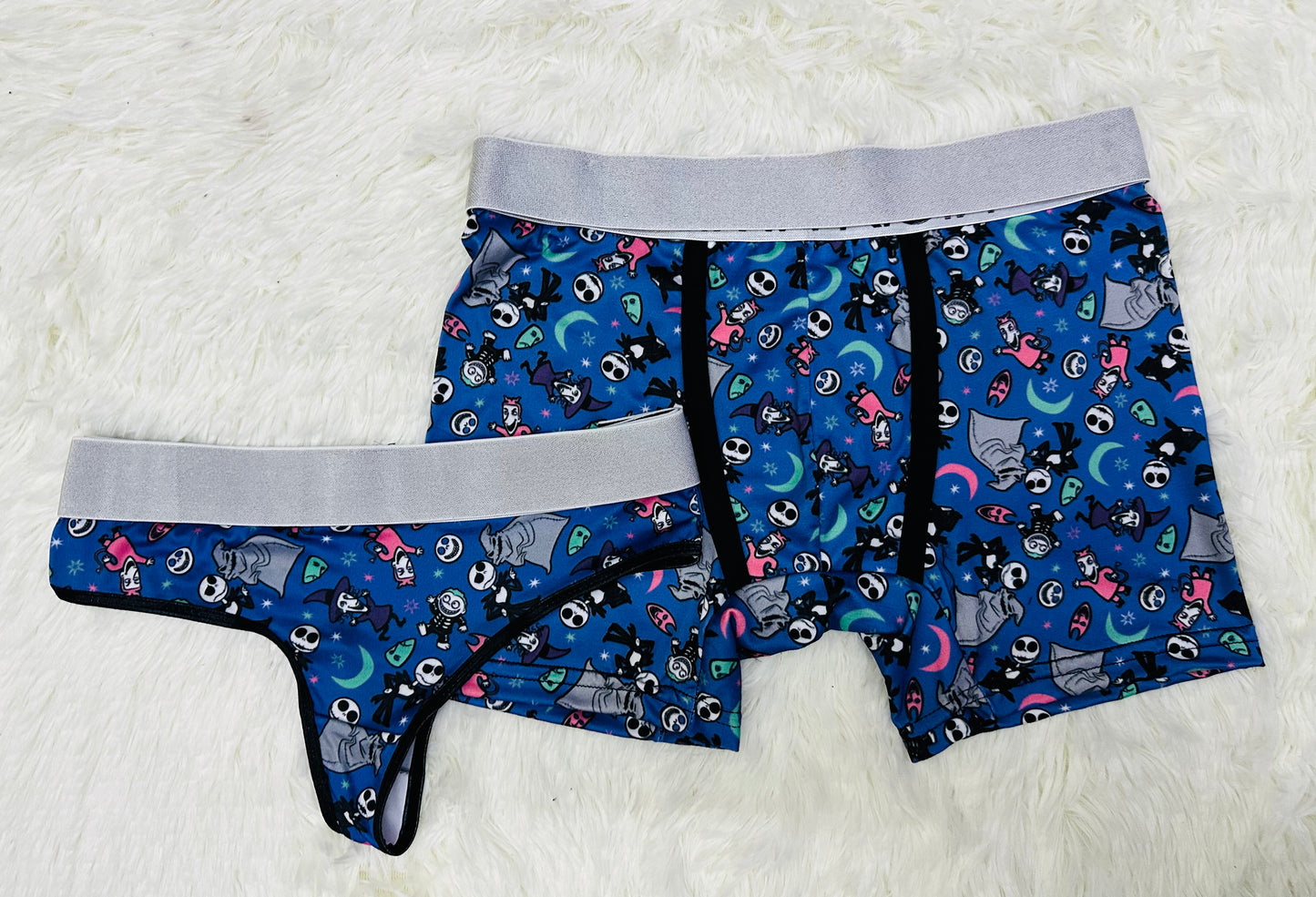 El extraño mundo de jack fondo azul duo de tanga halloween