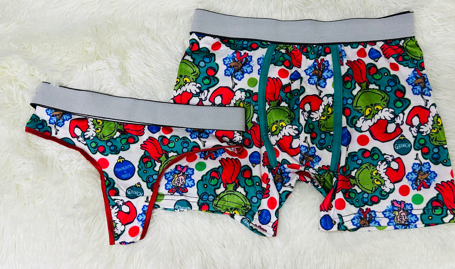 Grinch matching couples underwear