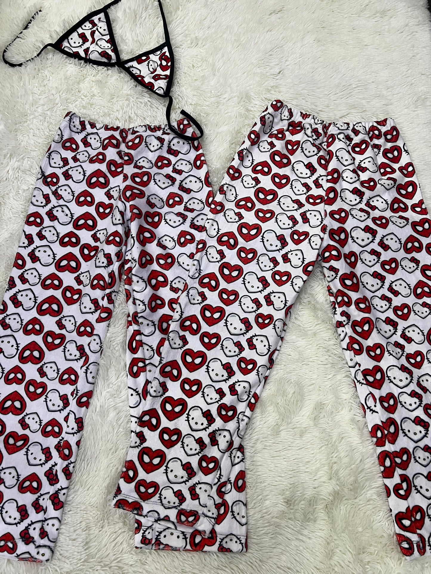 Spiderkitty blanca pijama afelpado duo