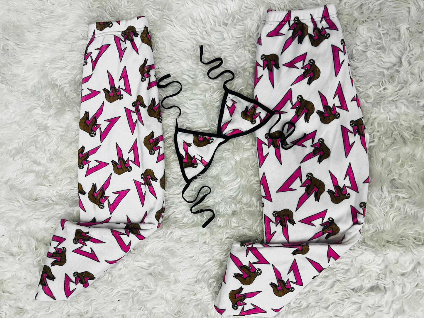 CT pijama afelpado duo blanco rosa