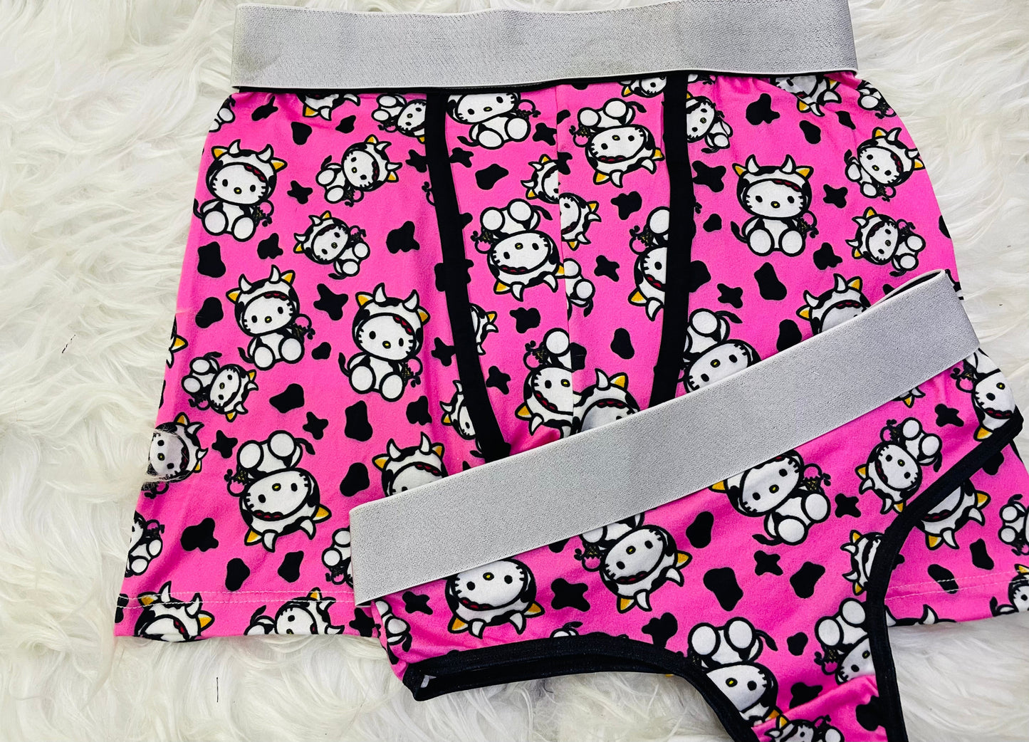 Kitty cow matching couples underwear