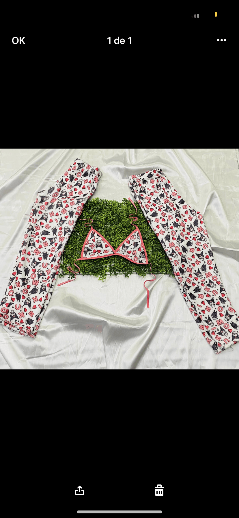 kuromi plush pajama duo with letters - Fun underwear