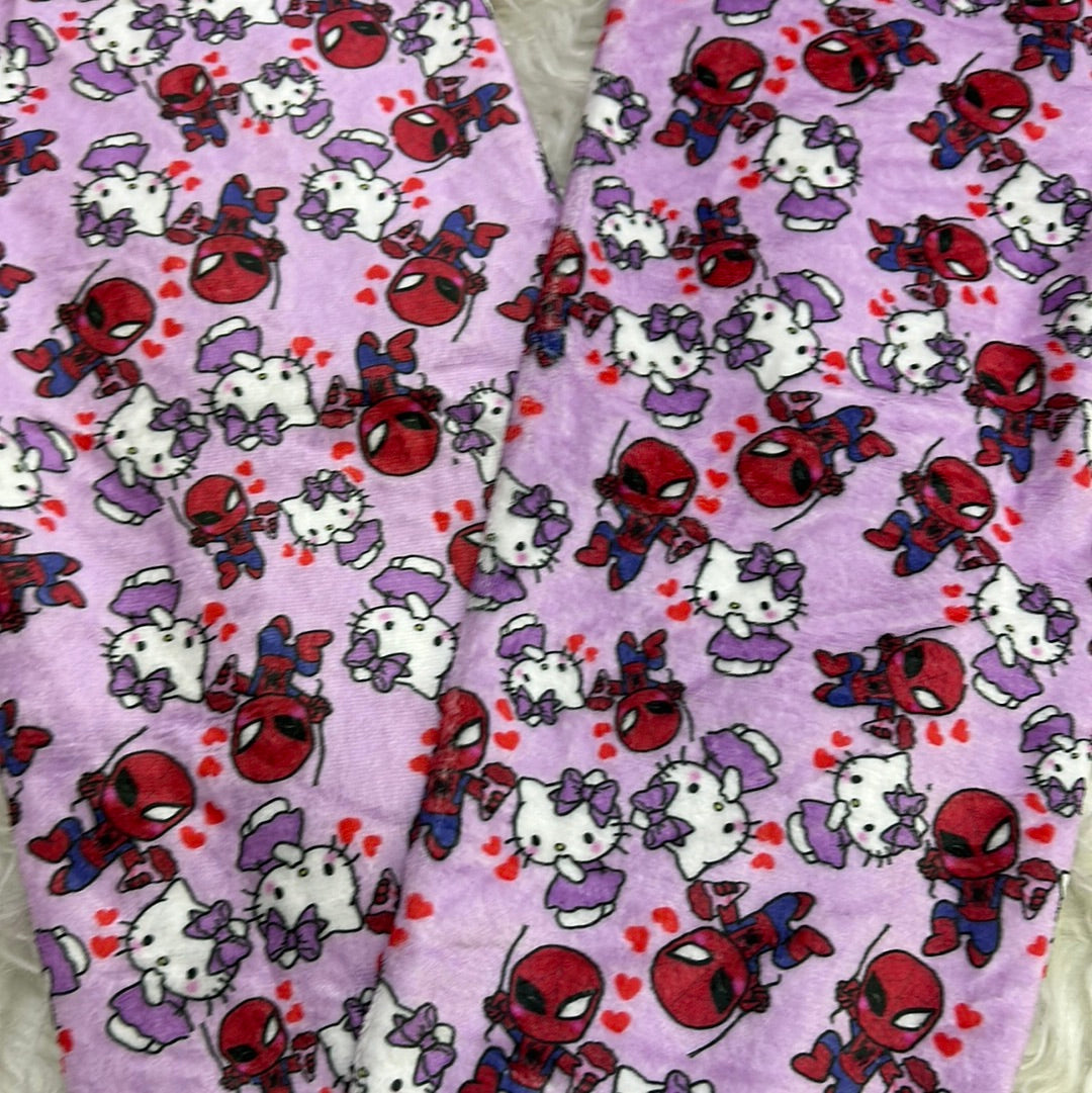 Spiderkitty purple plush pajama duo