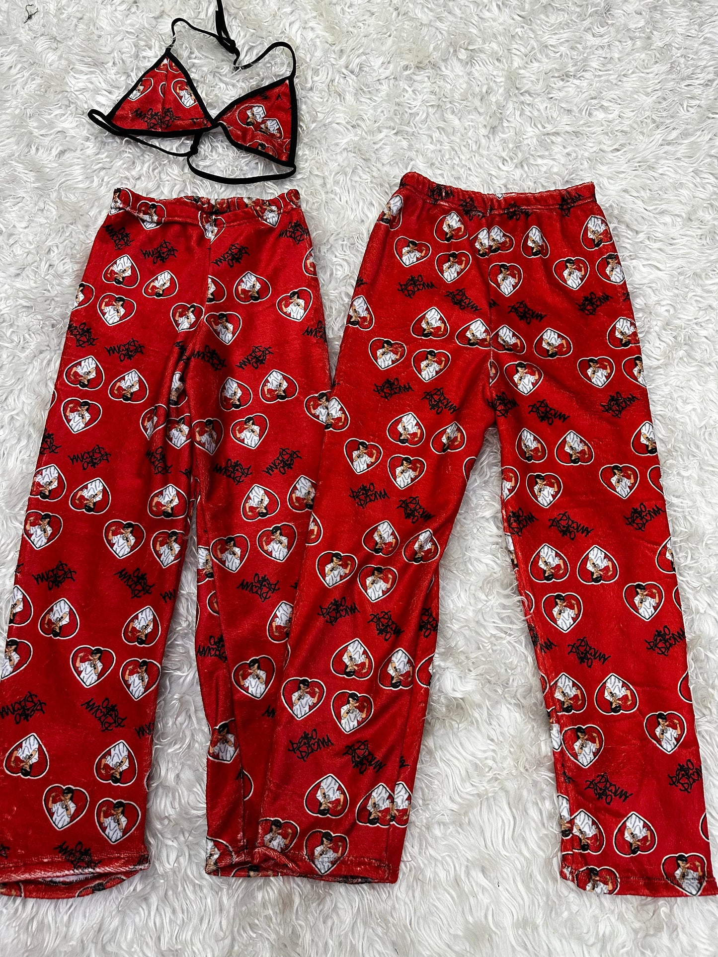 Duo de pijama afelpada peso pluma roja