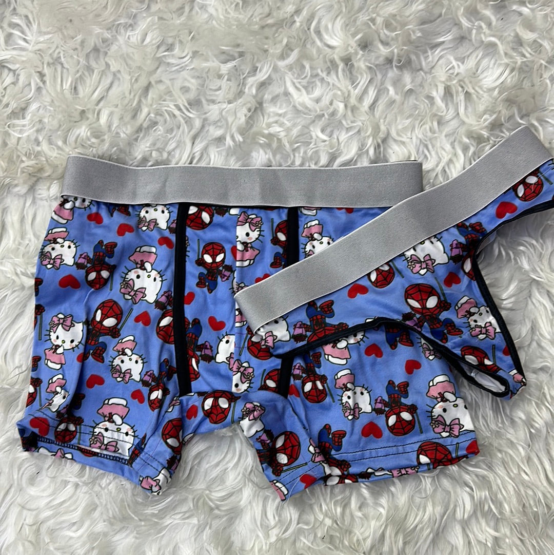 Spider kitty matching couples underwear set