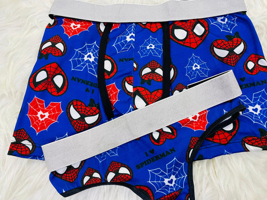 Spider man kitty blue couples matching underwear