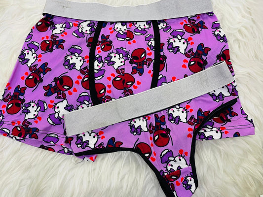 Spider man kitty purple couples matching underwear