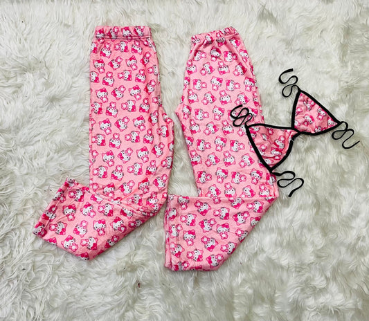 Kitty pink plush pijama duo