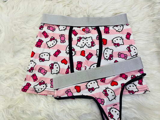 Hello kitty stripes ma tching couples underwear