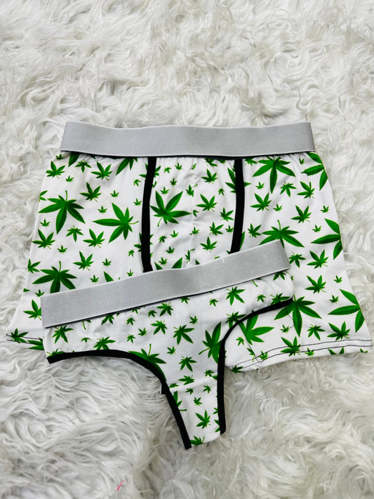 Plant white matching couples underwear